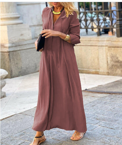 Damen Luftiges Maxikleid mit eleganter Knopfdetail EB