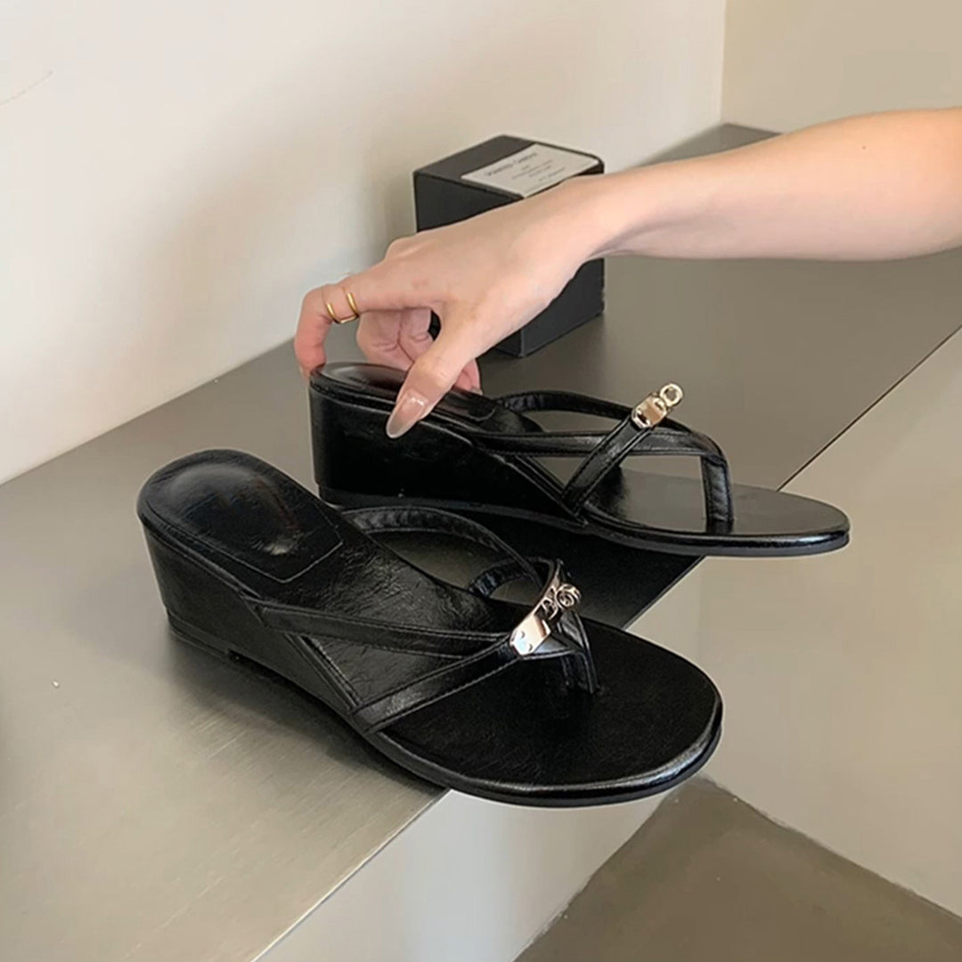 Damen Elegante Wedge-Sandalen mit modischem Riemchen-Design EB