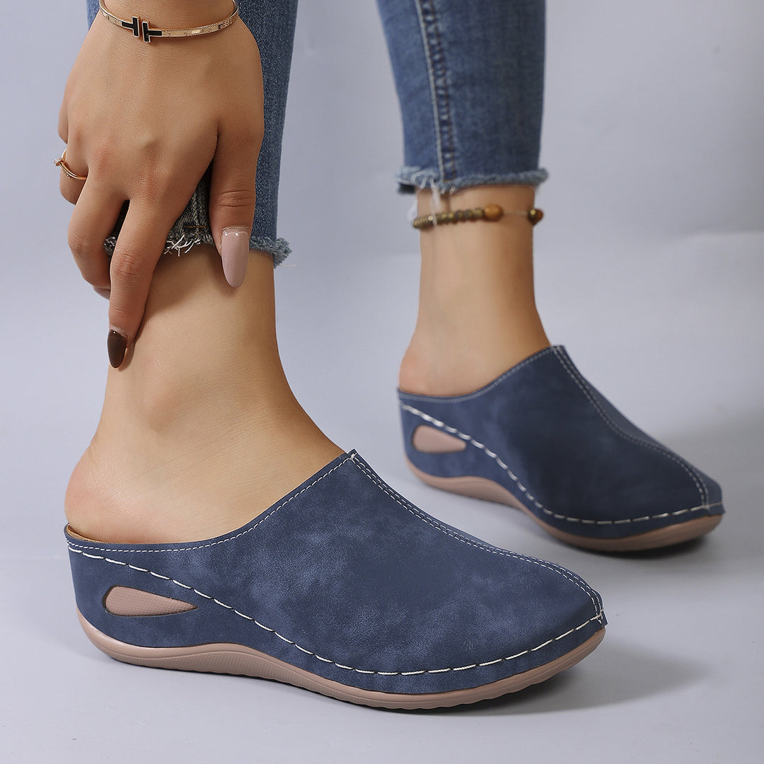 Damen Bequeme Clogs aus hochwertigem Leder mit ergonomischem Fußbett EB