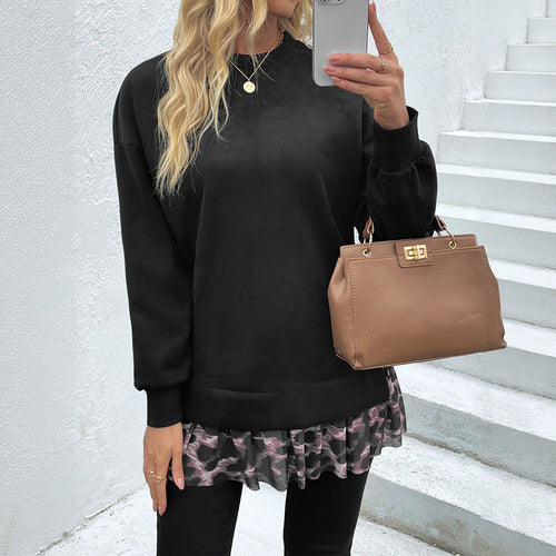 Damen Sweatshirt mit voluminösen Rüschendetails EB