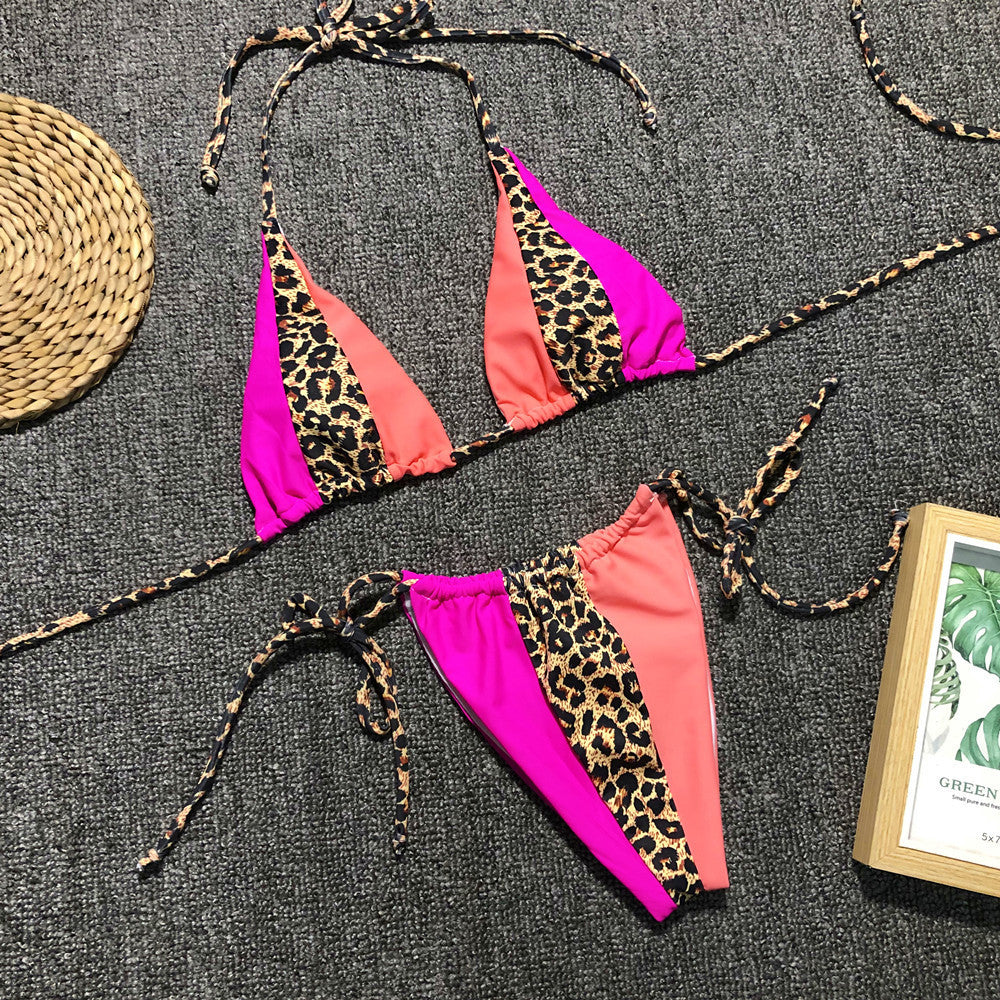 Damen modischer Triangel-Bikini mit einzigartigem Mustermix EB