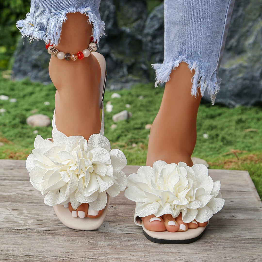 Damen elegante Sling-Sandalen mit floralen Akzenten und komfortablem Fußbett EB