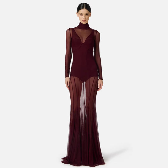 Damen Elegantes und transparentes Abendkleid EB