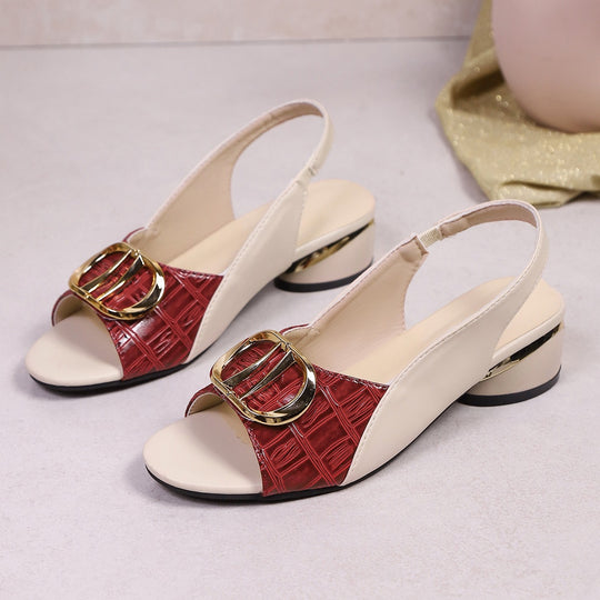 Damen Slingback-Sandalette mit Kroko-Prägung und niedrigem Blockabsatz EB