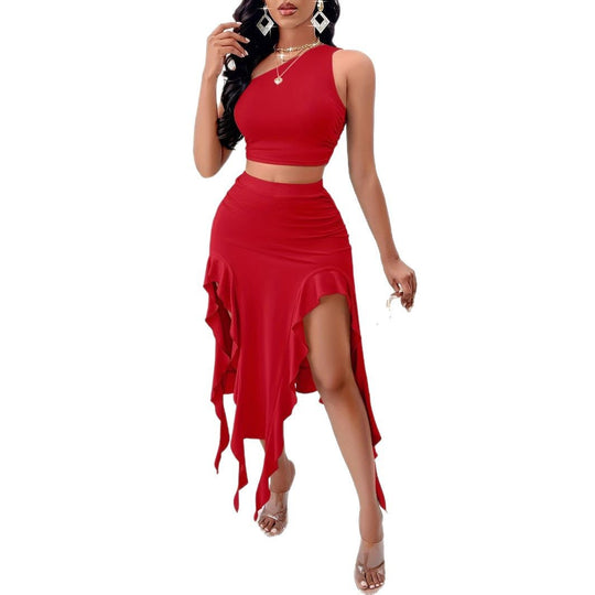 Damen Midi-Rock mit hohem Schlitz und asymmetrischem Saum EB