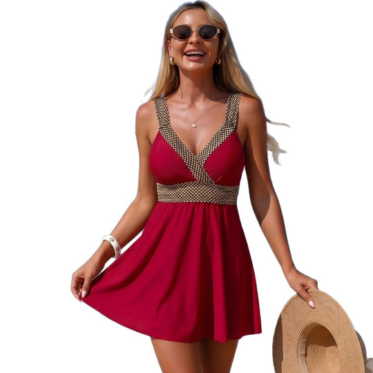 Damen Schwimmdress mit dekorativem Bund EB