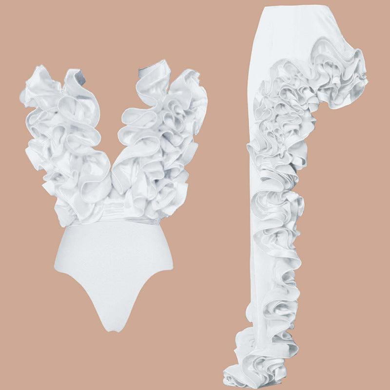 Damen auffälliges Badeanzug und Palazzo-Hose Set EB