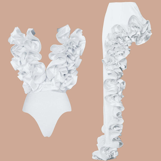 Damen auffälliges Badeanzug und Palazzo-Hose Set EB