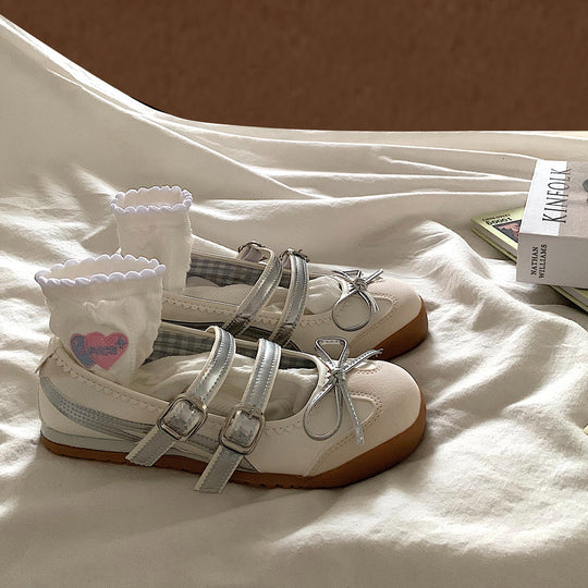 Damen Ballerinas mit modischen Riemchen und dekorativem Schleifen-Design EB
