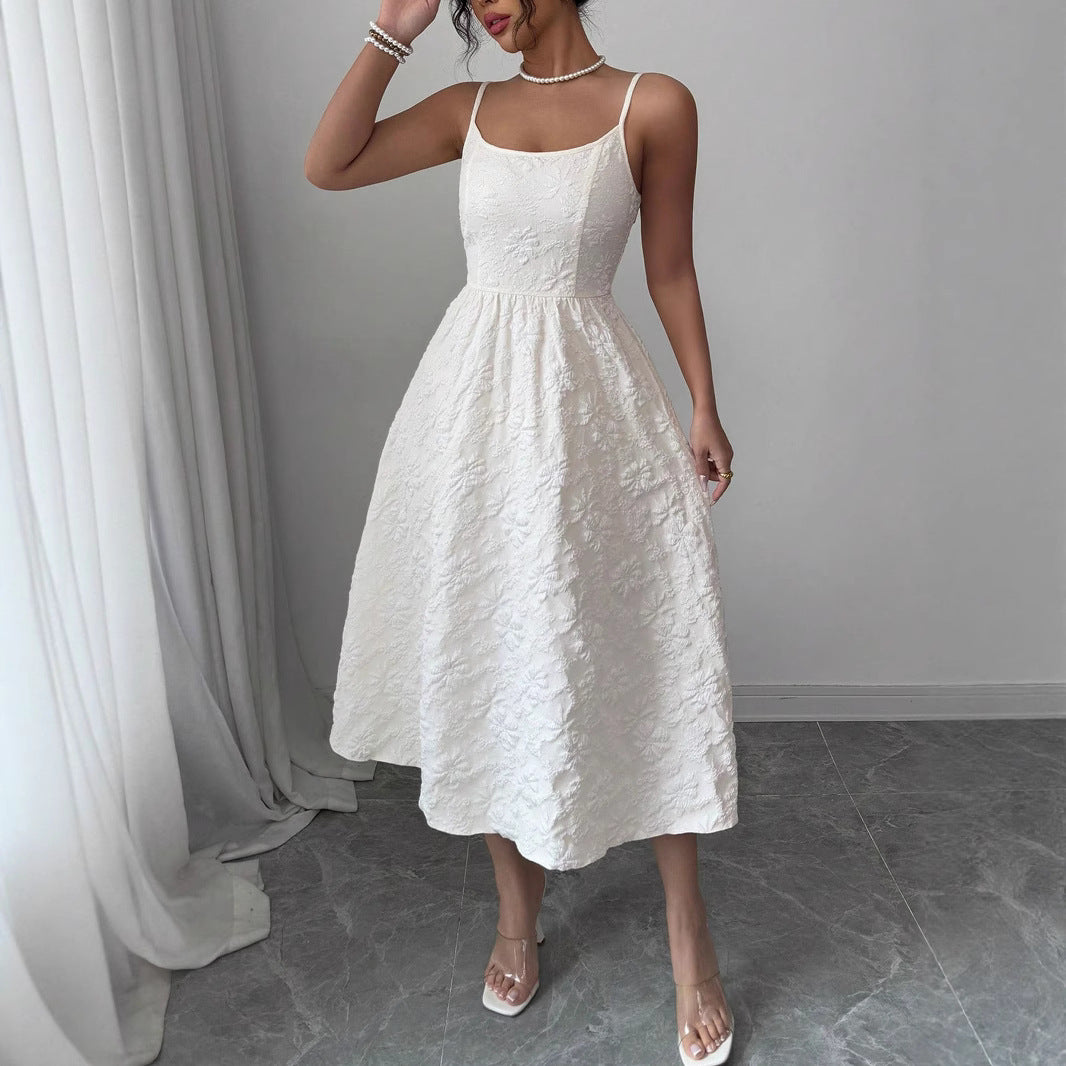 Damen Midikleid mit zarter Blumenstickerei EB