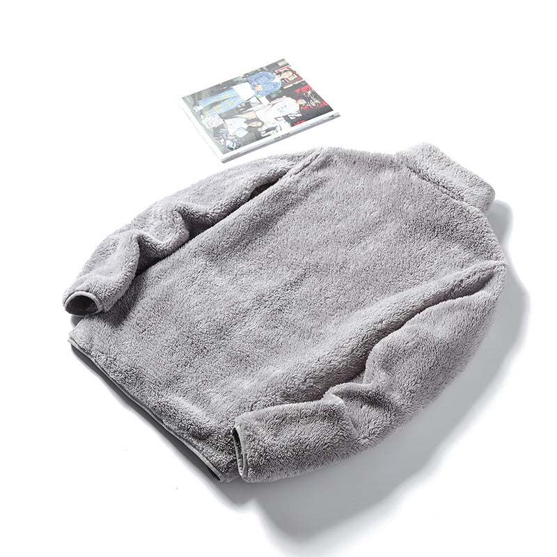 Damen Kuschelige Teddy-Fleecejacke mit Stehkragen und verdecktem Reißverschluss EB