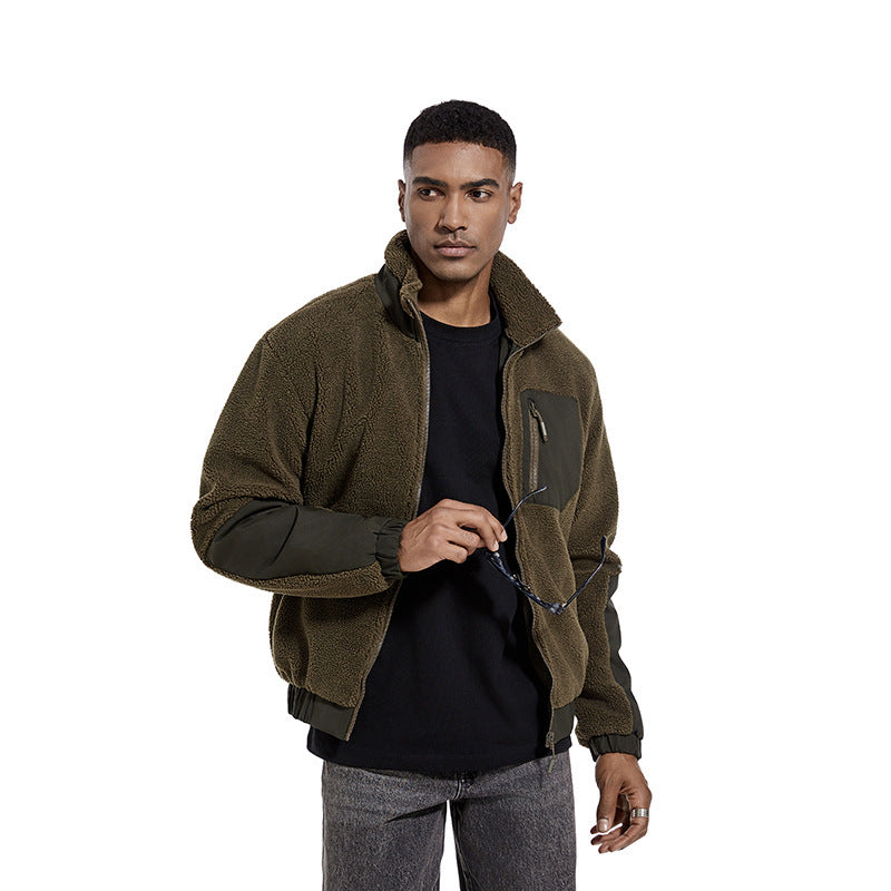 Herren Fleecejacke mit hochgeschlossenem Kragen und seitlichen Reißverschlusstaschen EB