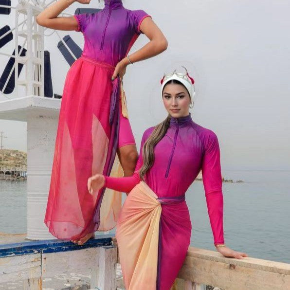 Damen modischer Schwimmanzug mit elegantem Wickellook EB