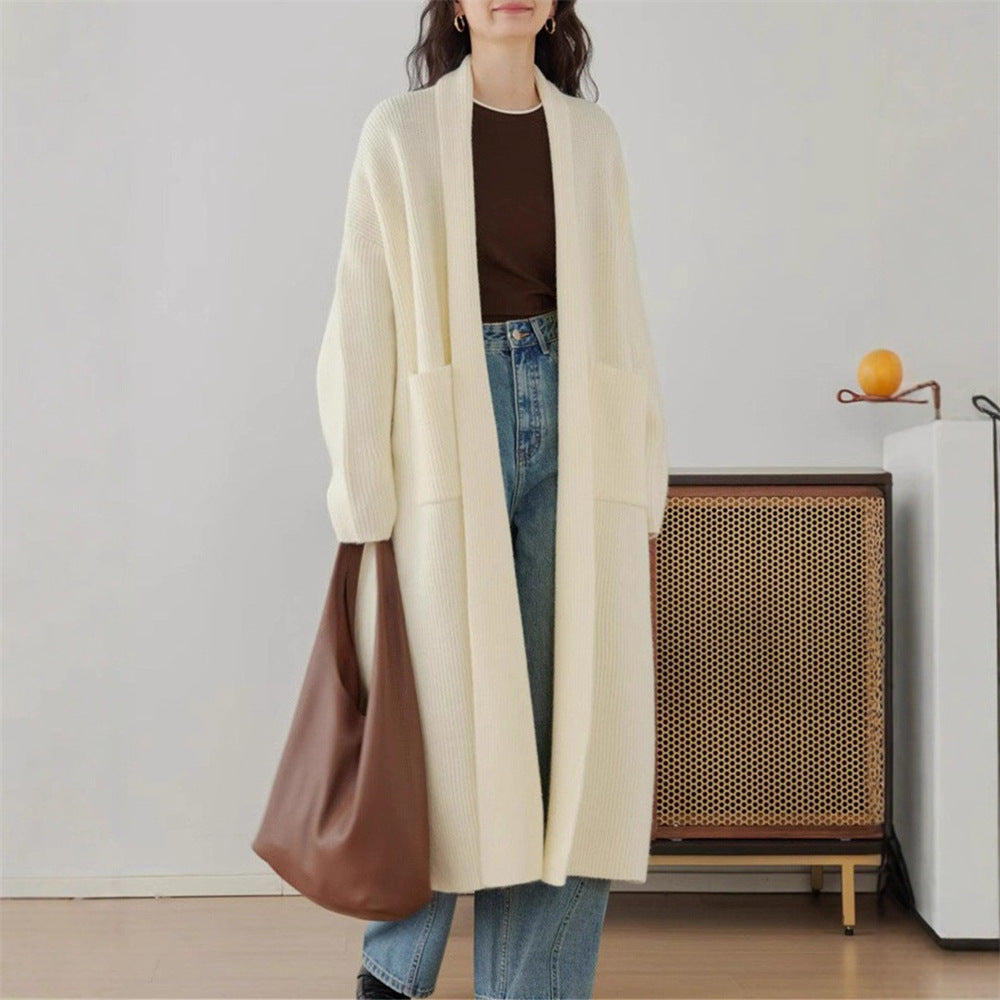 Damen Grob gestrickter Cardigan mit offenen Seiten und praktischen Taschen EB