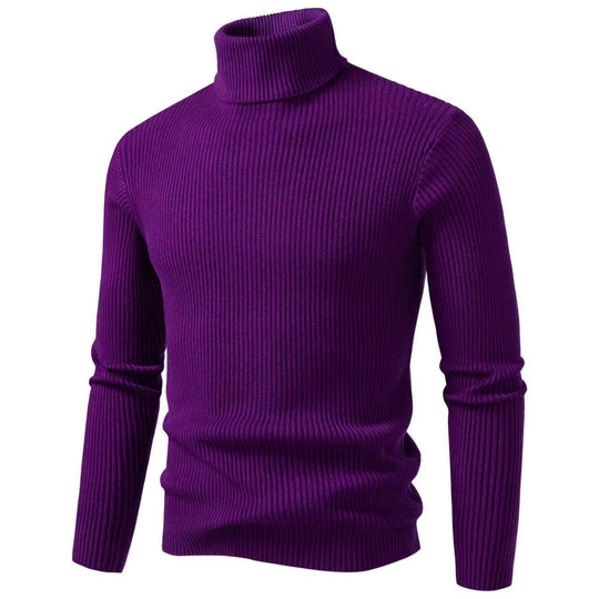 Herren nan Rippstrick Rollkragenpullover figurnaher elastischer Feinstrick EB
