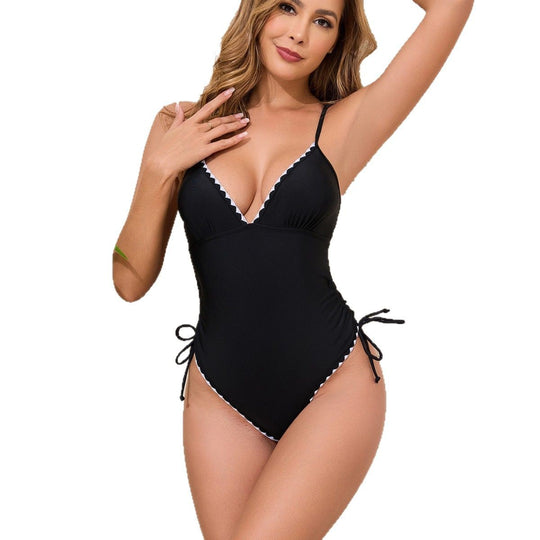 Damen Eleganter Einteiler Badeanzug mit verstellbaren Schnürungen EB