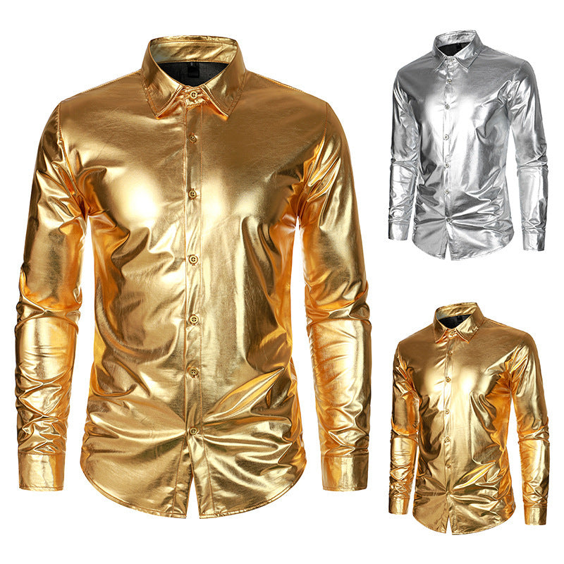 Herren Glamouröses Metallic-Oberhemd EB