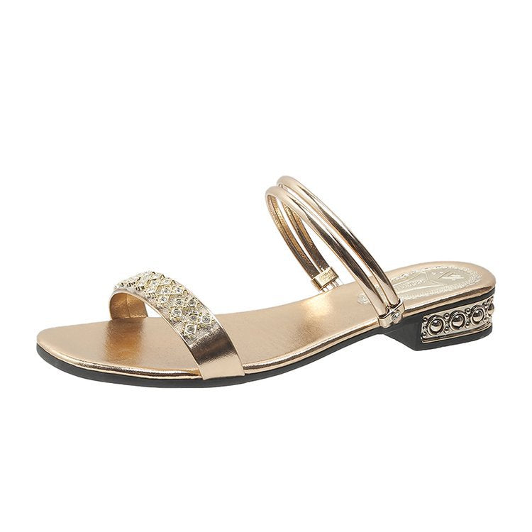 Damen Glitzernde Riemchen-Sandalen mit eleganten Verzierungen EB