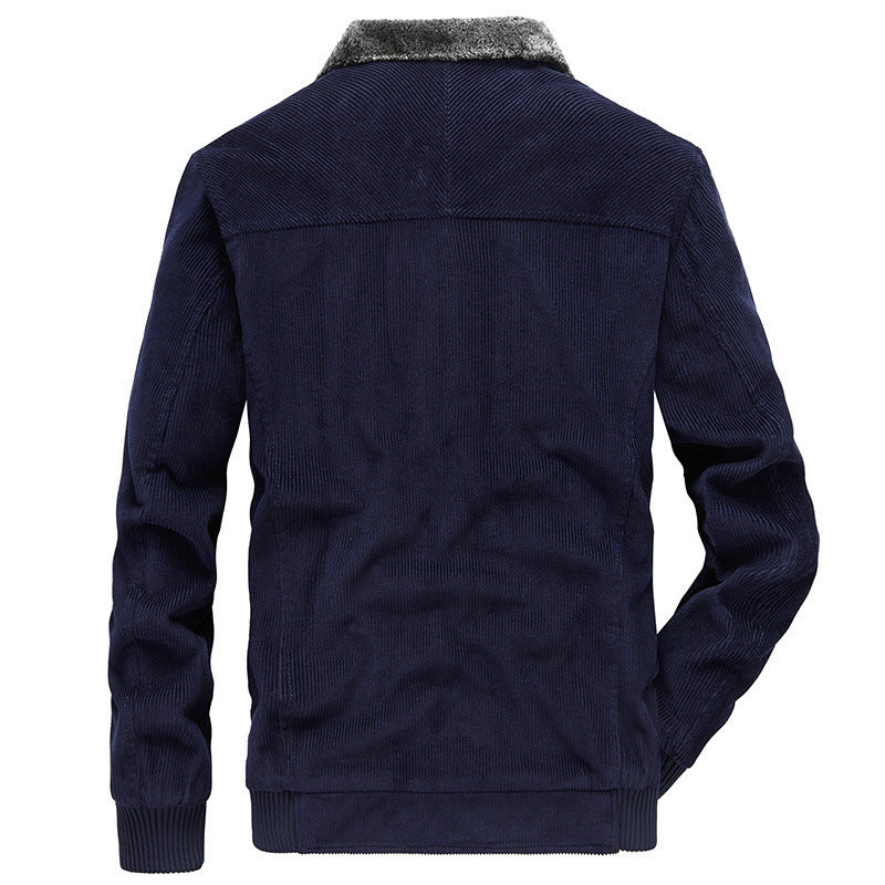 Herren Cord‑Strickjacke mit wärmender Teddyfleece‑Innenlage und Badge‑Details EB