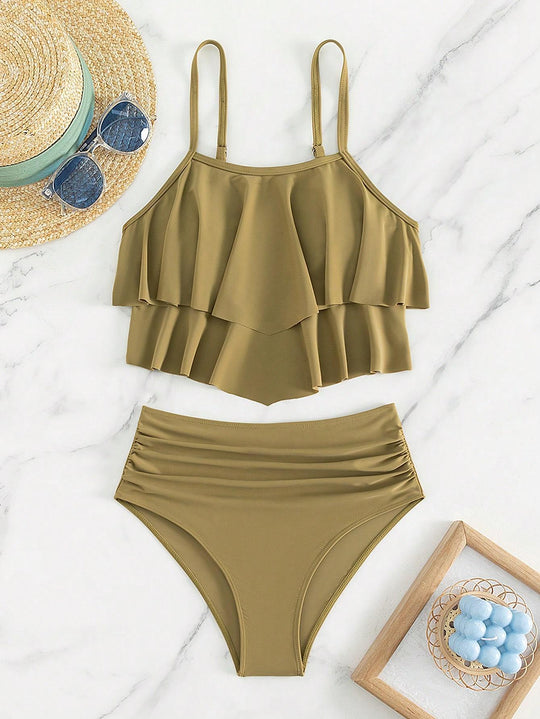 Damen Bikini-Set mit voluminösem Rüschendesign EB