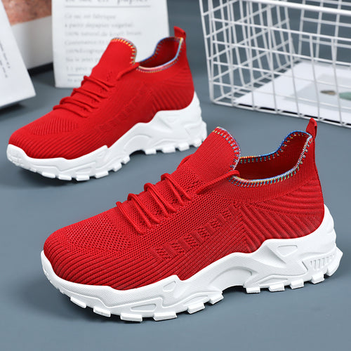 Damen Bequeme Lauf-Sneaker mit elastischem Strickdesign und rutschfester Sohle EB