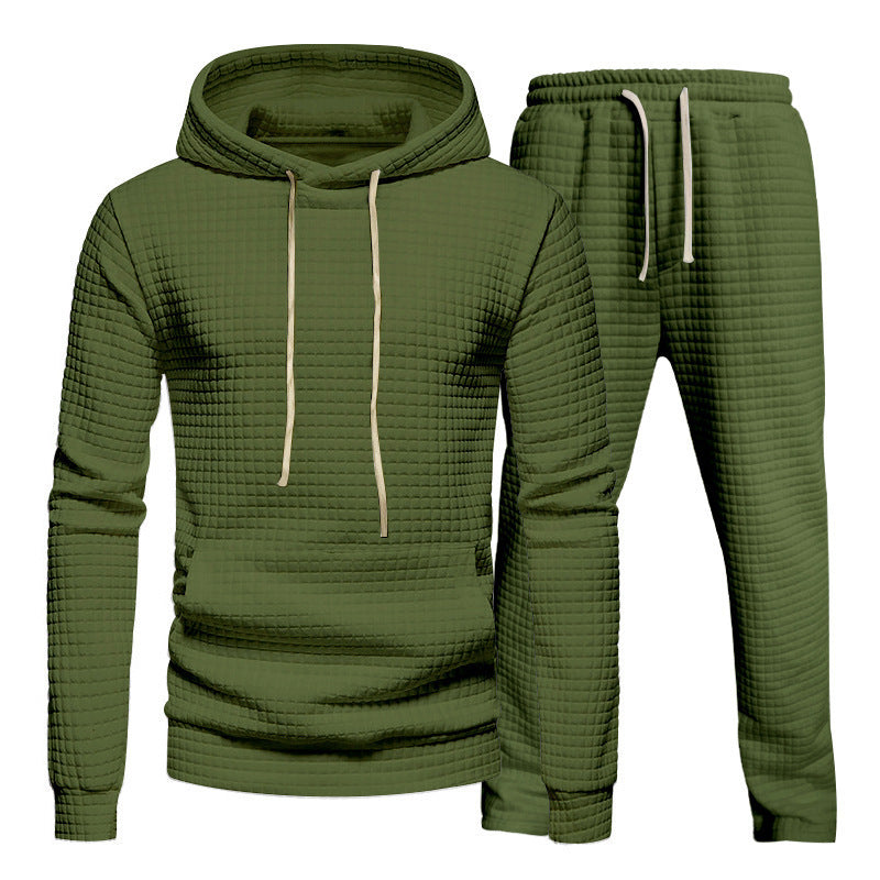Herren Sportliches Hoodie-Set mit modischem Strukturdesign und elastischen Bündchen EB