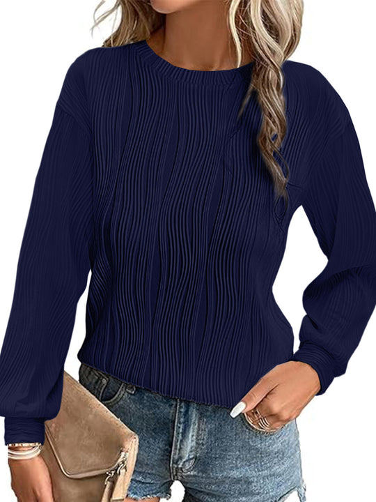 Damen plissierter Langarm-Pullover EB