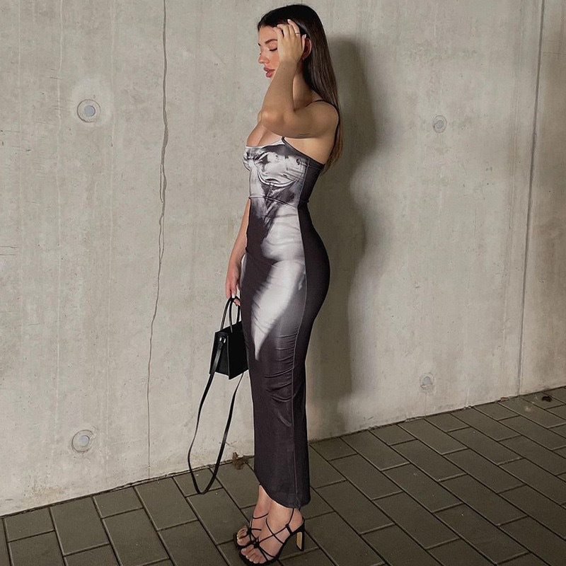 Damen figurbetontes Midi-Kleid mit schimmerndem Stoff EB