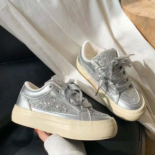 Damen Glitzernde Freizeit-Sneaker mit atmungsaktivem Obermaterial und rutschfester Sohle EB