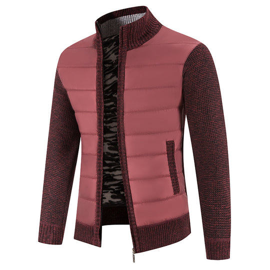 Herren nan Hybrid-Strick-Steppjacke mit wattierter Front, ergonomischen Strickärmeln und hohem Stehkragen EB