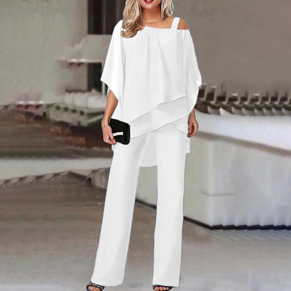 Damen Luftiger Overall mit schulterfreiem Design und weitem Bein EB