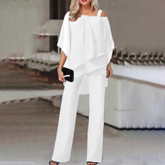 Damen Luftiger Overall mit schulterfreiem Design und weitem Bein EB