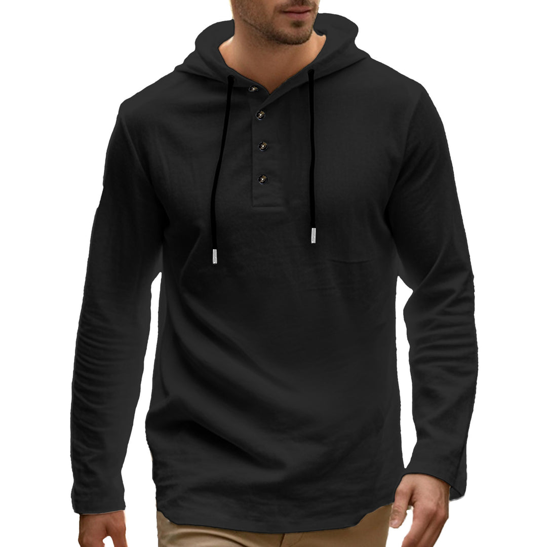 Herren Sportliches Kapuzenoberteil aus atmungsaktivem Material mit Knopfleiste EB