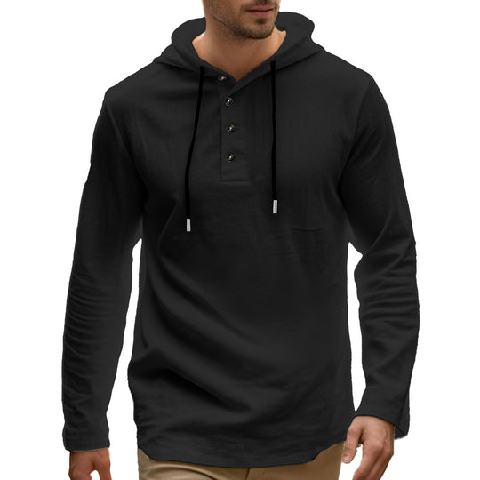 Herren Sportliches Kapuzenoberteil aus atmungsaktivem Material mit Knopfleiste EB