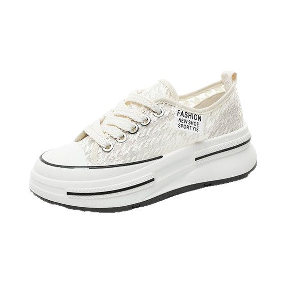 Damen Plattform Sneakers mit modischer Textil-Oberfläche und bequemer Dämpfung EB
