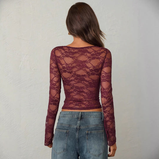 Damen nan tailliertes Spitzenoberteil mit integriertem Bustier und geraffter Brustpartie EB