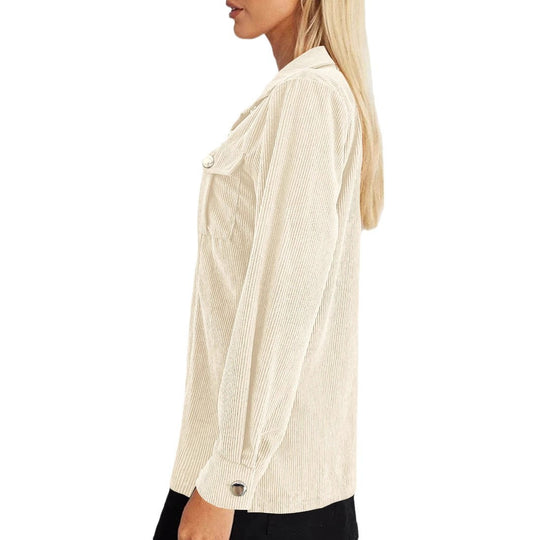 Damen Casual Hemdjacke mit strukturiertem Design und funktionalen Taschen EB