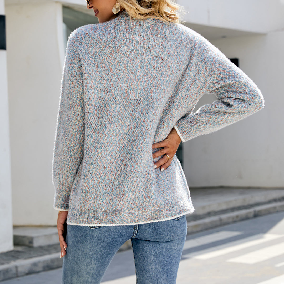 Damen gemütliche Strickjacke mit großen aufgesetzten Taschen und Knöpfen EB
