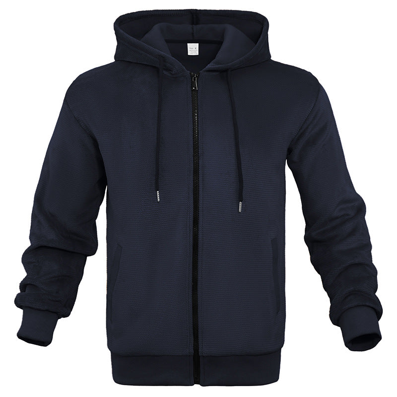 Herren sportliche Kapuzenjacke aus atmungsaktivem Material mit seitlichen Reißverschlusstaschen EB