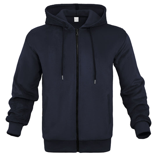 Herren sportliche Kapuzenjacke aus atmungsaktivem Material mit seitlichen Reißverschlusstaschen EB