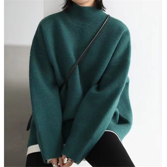Damen Hochwertiger Rollkragenpullover mit oversized Schnitt und eleganten Ärmelabschlüssen EB