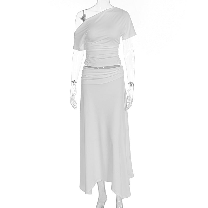 Damen Elegantes Maxikleid mit asymmetrischem Design und Raffung EB