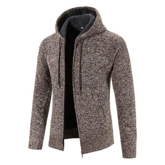 Herren Strickjacke mit moderner Kapuze und strukturiertem Design EB