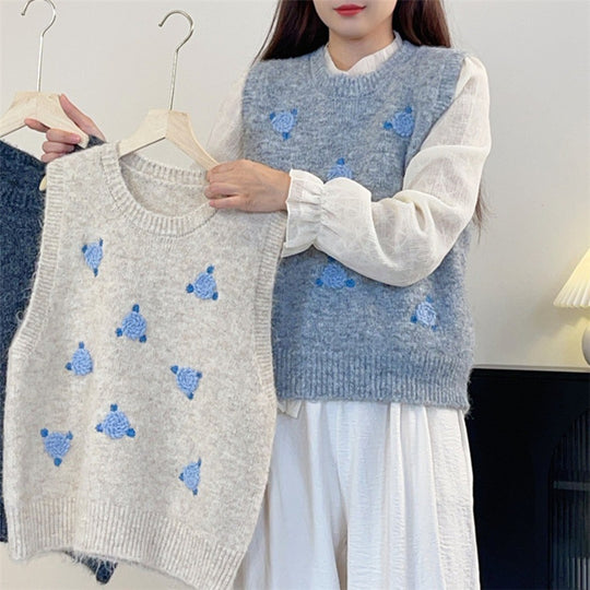 Damen Strickpullover mit floralem Muster EB