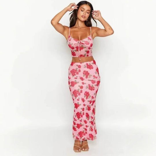 Damen Crop-Top mit floralem Design und verstellbaren Trägern EB
