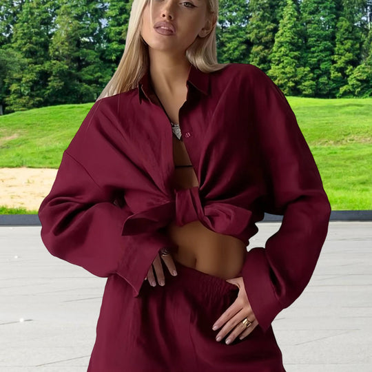 Damen Oversized Hemdblusenkleid mit langen Ärmeln und asymmetrischem Schnitt EB