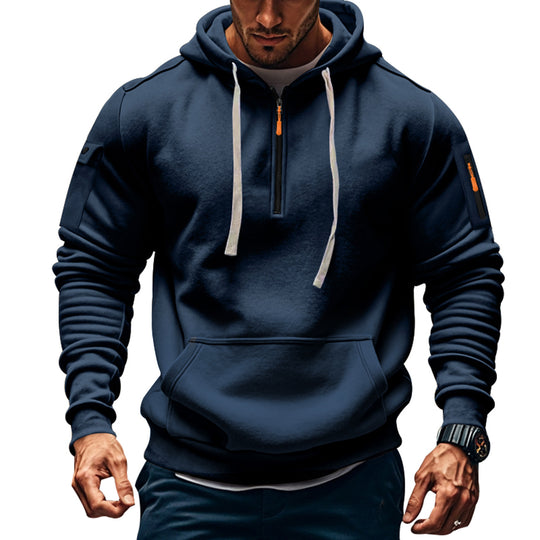 Herren Funktions-Hoodie mit halbem Reißverschluss und praktischen Taschen EB