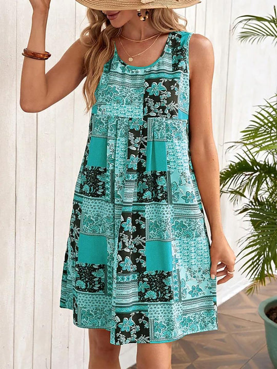 Damen Sommerkleid mit floralem Patchwork-Design EB