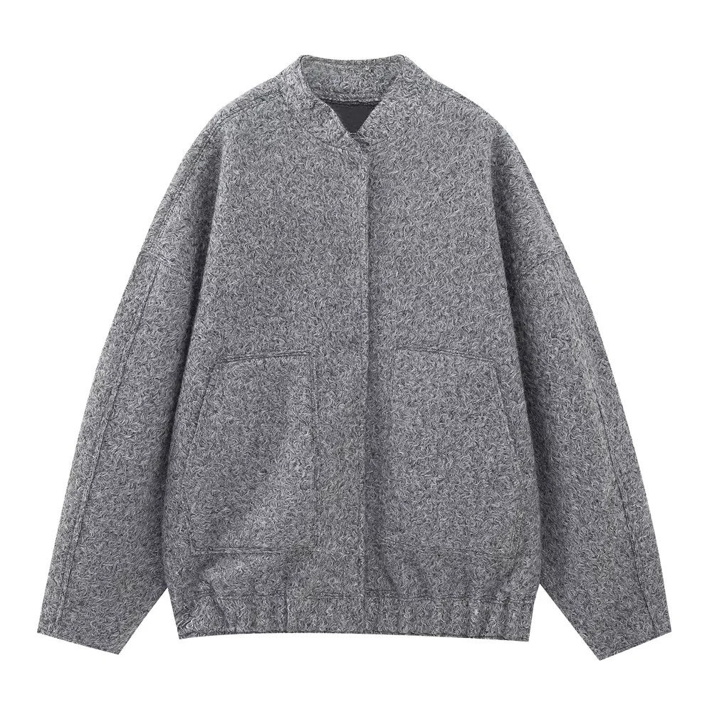 Damen lässige Jacke im Oversized-Stil mit praktischen Taschen EB