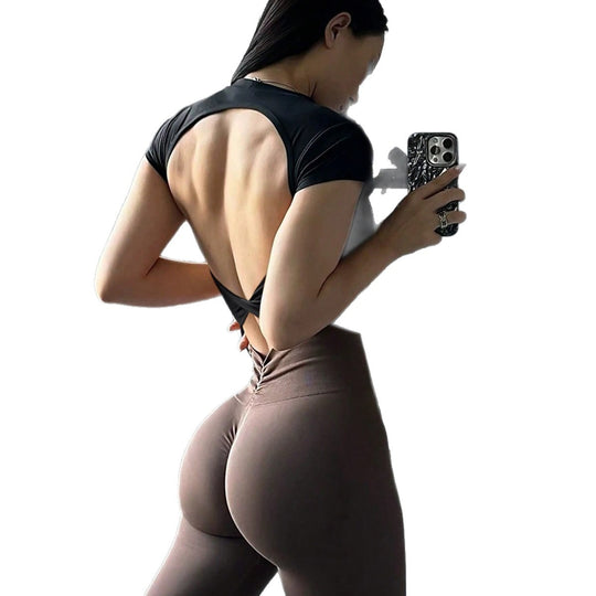 Damen Sportliches Crop-Top mit offenem Rücken EB